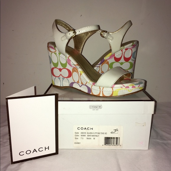 Coach Shoes - Coach Signature Multi Color Klara Wedge Sandals
